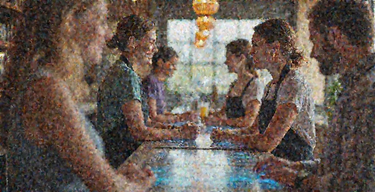 Espace bar moderne avec clients interagissant avec des tablettes de feedback et personnel prenant des notes