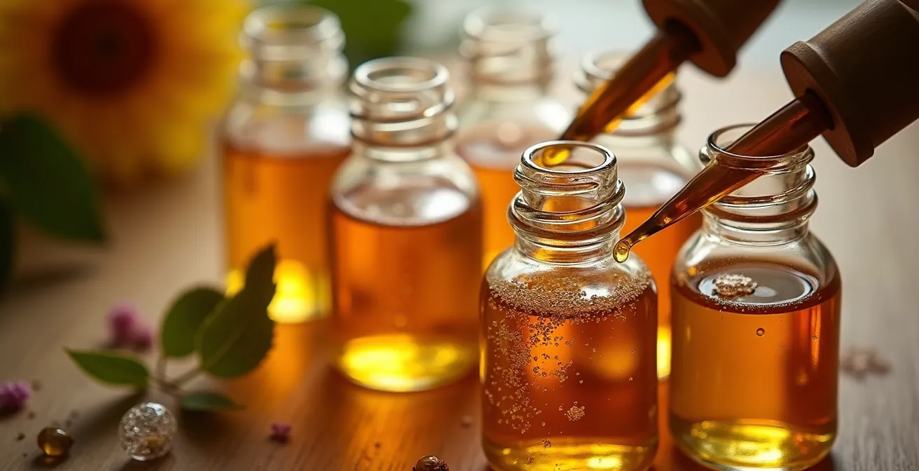 Laboratoire de création de parfums avec flacons et essences naturelles pour développer une signature olfactive de marque