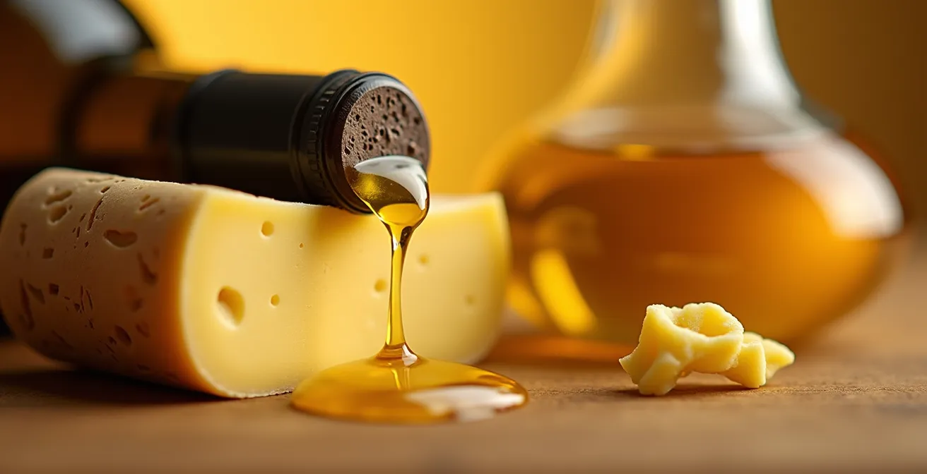 Vue macro d'une main tenant délicatement des produits complémentaires dans un environnement commercial