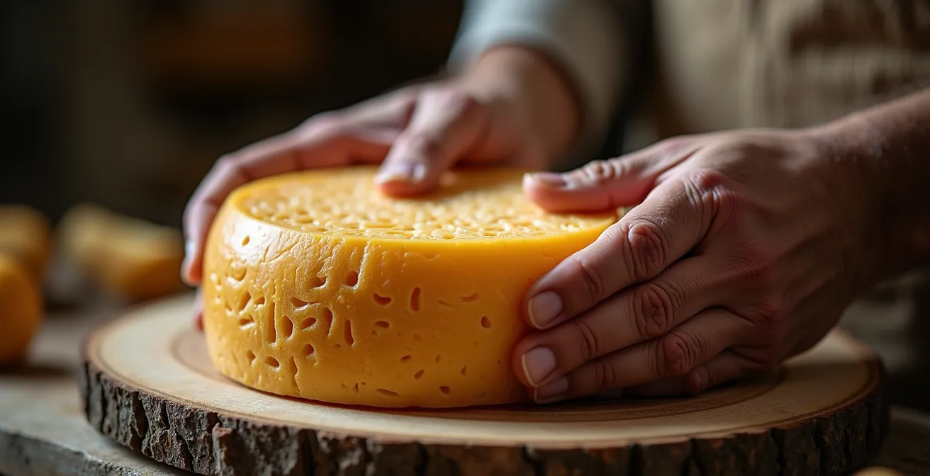 Gros plan sur les mains d'un expert manipulant délicatement un produit artisanal devant des participants attentifs